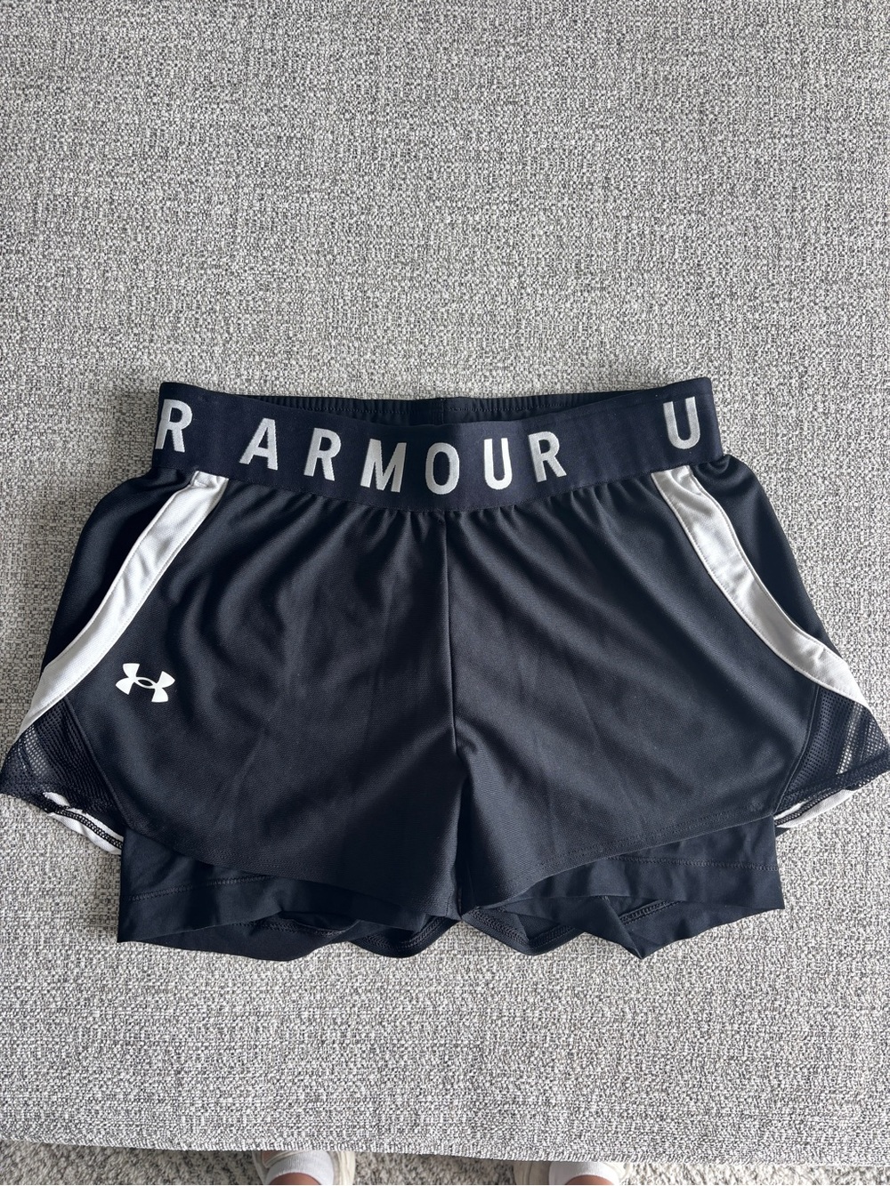 Under Armour Black Women's Athletic Shorts with White Accents